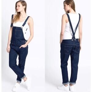 Levi’s Heritage Bib Denim Overalls Straight Leg Jeans Dark Wash Blue